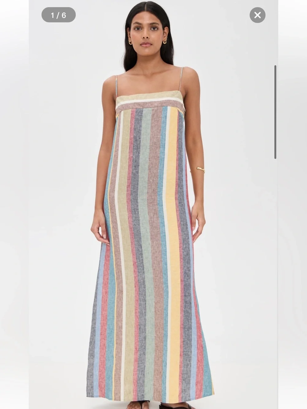 STAUD Laura Linen Dress in Market Stripe size Medium NWT NEW